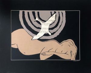 01- Vrouw en vogel 1 Papier 66x81 cm - 2022