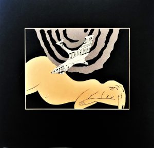 15- Vrouw met vogel Papier 32x32 cm - 2021