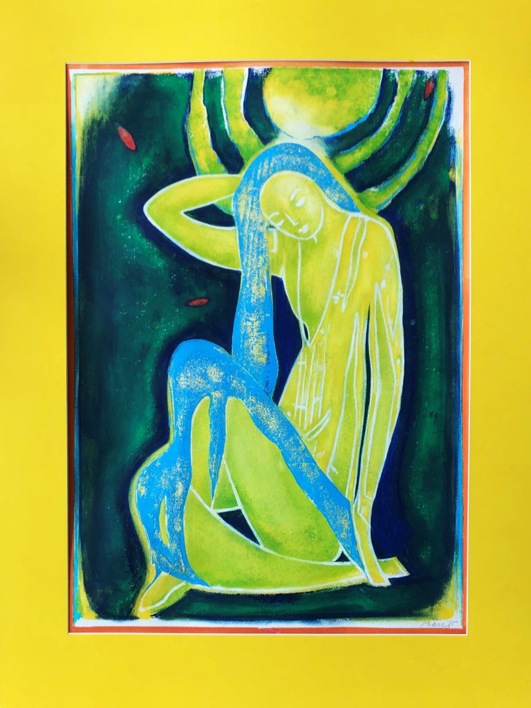 25-The Stream of life Linodruk 60x80 cm 2023 (Insp. by Matisse)